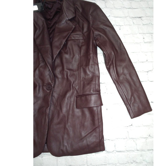 NWT BlankNYC Oversized Leather Blazer, Maroon, XS - Picture 6 of 9